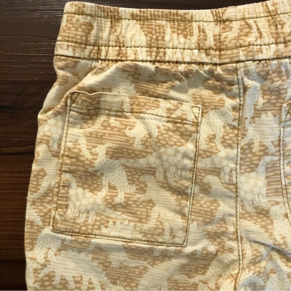 GAP Kid’s Tan & White Dinosaur Print Drawstring Shorts Size 5T
